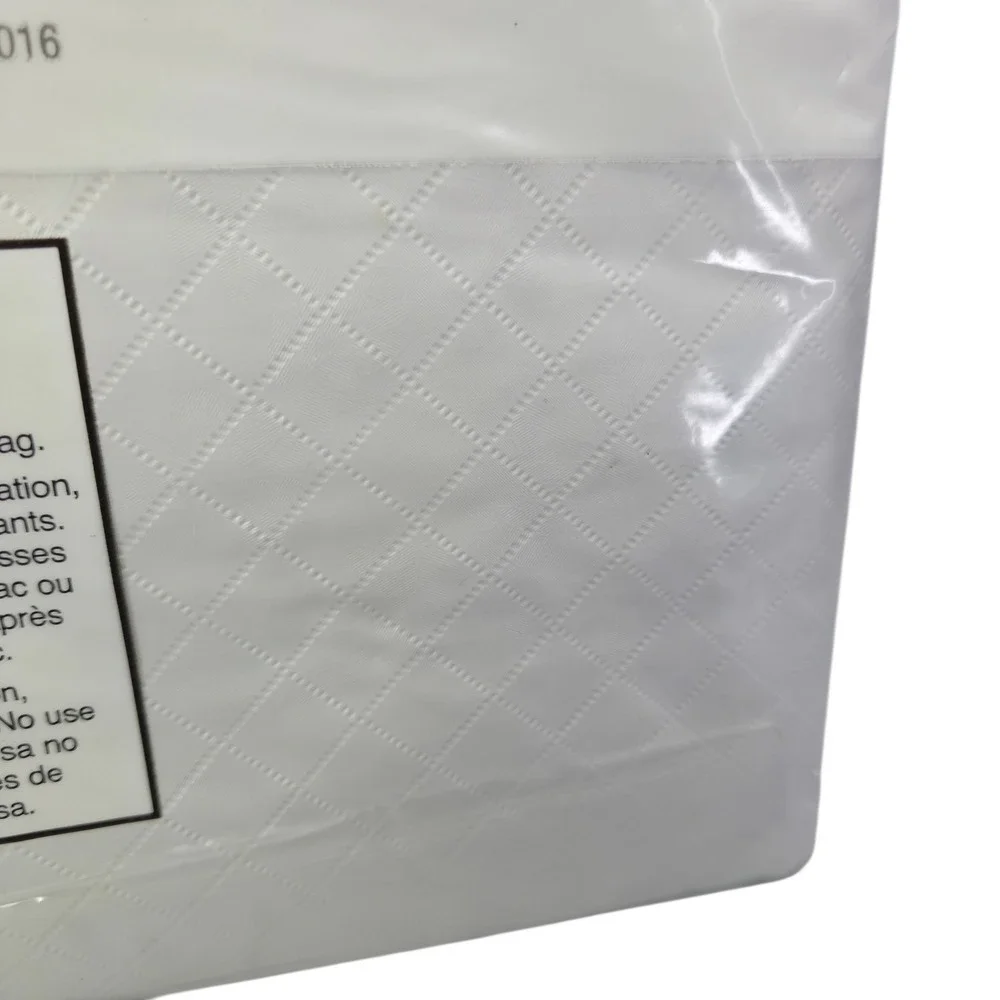 Quilted Flannel Back Table Pad Protect 52 x 108 Oblong Vinyl White Customizable